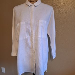 Cynthia Rowley linen blend long sleeve button front, large